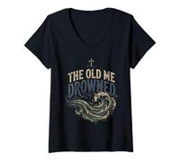 Mujer The Old Me Drowned - New Life Baptism Transformation tee 2 Camiseta Cuello V