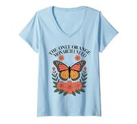 Mujer The Only Orange Monarch I Want Tshirt Butterfly Protest Camiseta Cuello V