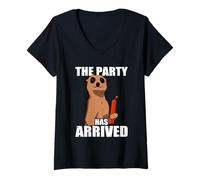 Mujer The Party has Arrived Pirotecnista de Fuegos Artificiales 4th of July Camiseta Cuello V