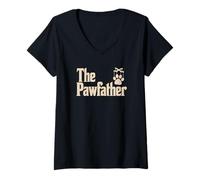Mujer The Pawfather Funny Dog Lover Pet Owner Juego de palabras lema Camiseta Cuello V