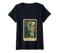 Mujer The Pickled Soul Funny Skeleton Pickle Jar Tarot Card Vibe Camiseta Cuello V