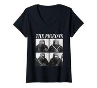 Mujer The Pigeons Rockers Animales Fresco Música Rock Emo Punk Banda Camiseta Cuello V