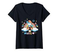Mujer The Pitufos Película Let's Play Music Papa Pitufo Dance Camiseta Cuello V