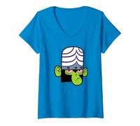 Mujer The Powerpuff Girls Mojo Jojo Face Camiseta Cuello V, Zafiro, XXL