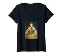 Mujer The Queen, Cool Portrait Drawn Art, Be a Queen Graphic Camiseta Cuello V