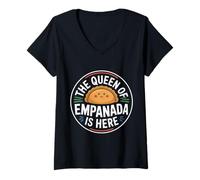 Mujer The Queen of Empanada Is Here Food Mexican Cravings |- Camiseta Cuello V
