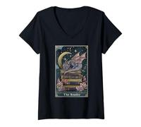 Mujer The Reader - Libro de Cartas del Tarot Dragón Romantasy Fantasy Bookish Camiseta Cuello V