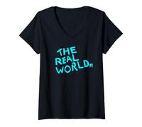 Mujer The Real World Light Blue Show Logo Vintage Reality TV Camiseta Cuello V