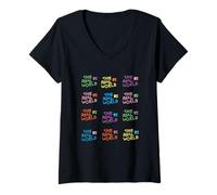 Mujer The Real World Repeating Colorful Logos Retro Reality TV Camiseta Cuello V