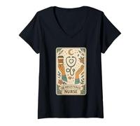 Mujer The Registered Nurse Tarot Stethoscope Coffee Floral Camiseta Cuello V