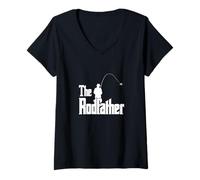 Mujer The Rodfather - Mar y Agua Dulce Pesca con Mosca Dad/Fathers Day Camiseta Cuello V