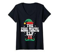 Mujer The School Director Elf Funny Christmas Matching Family Camiseta Cuello V