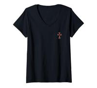 Mujer The Shine Red Heart Pave Silver Cross Camiseta Cuello V