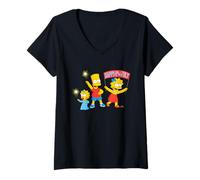 Mujer The Simpsons Bart Lisa Maggie Happy 4th of July America USA Camiseta Cuello V