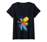 Mujer The Simpsons Bart Simpson Space Rave Dance Party Birthday Camiseta Cuello V