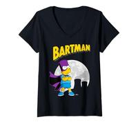 Mujer The Simpsons Bartman In Front of Moon & Power Plant Outline Camiseta Cuello V