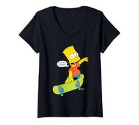 Mujer The Simpsons Eat My Shorts! Bart On Skateboard Quote Camiseta Cuello V