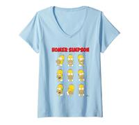Mujer The Simpsons Homer Expressions Poster Camiseta Cuello V
