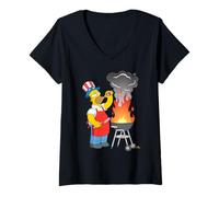 Mujer The Simpsons Homer Simpson 4th of July Beer & BBQ Cookout Camiseta Cuello V