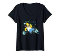Mujer The Simpsons Homer Simpson Space Rave Dance Party Birthday Camiseta Cuello V