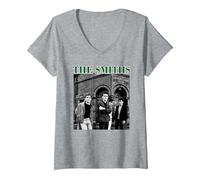 Mujer The Smiths Morrissey Band Salford Lads Club Stephen Wright Camiseta Cuello V, Gris Jaspeado, XXL