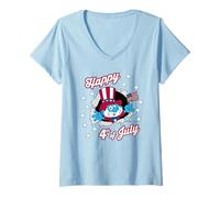 Mujer The Smurfs 4th of July Papa Smurf Uncle Sam USA Cartoon Camiseta Cuello V