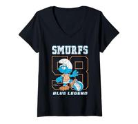 Mujer The Smurfs #58 Blue Legend Soccer Jersey Design Cartoon Camiseta Cuello V