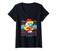 Mujer The Smurfs Christmas Ugly Sweater Camiseta Cuello V