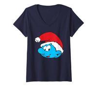 Mujer The Smurfs Classic Santa Christmas Hat Camiseta Cuello V