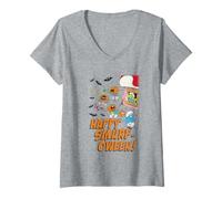 Mujer The Smurfs Happy Smurf-oween Halloween Pumpkin Retro Cartoon Camiseta Cuello V