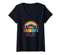 Mujer The Smurfs Little Blue Characters Rainbow Pride Camiseta Cuello V
