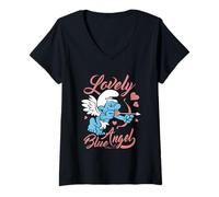 Mujer The Smurfs Lovely Blue Angel Camiseta Cuello V