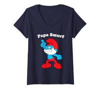 Mujer The Smurfs Papa Smurf Strike a Pose Dad Camiseta Cuello V