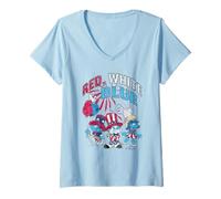 Mujer The Smurfs Red White & Blue 4th of July Americana Cartoon Camiseta Cuello V