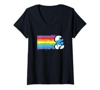 Mujer The Smurfs Smurf Rainbow Flag Camiseta Cuello V