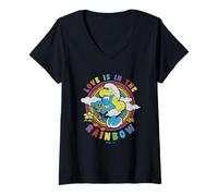 Mujer The Smurfs Smurfette Love Is In The Rainbow Camiseta Cuello V