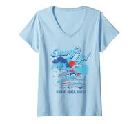 Mujer The Smurfs Smurf's Up Retro Waikiki Beach Van Travel Cartoon Camiseta Cuello V