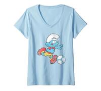 Mujer The Smurfs Soccer Futbol Smurf Camiseta Cuello V