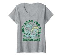 Mujer The Smurfs St. Patrick's Day Just Here For The Shenanigans Camiseta Cuello V