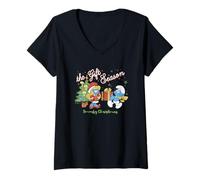 Mujer The Smurfs The Gift Season Smurfy Christmas Camiseta Cuello V