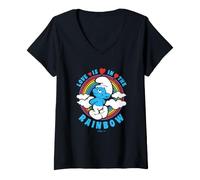 Mujer The Smurfs Valentine's Day Love Is In The Rainbow Camiseta Cuello V