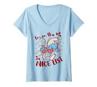 Mujer The Smurfs Vintage Christmas On The Nice List Camiseta Cuello V