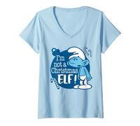 Mujer The Smurfs Vintage Grouchy Not A Christmas Elf Camiseta Cuello V