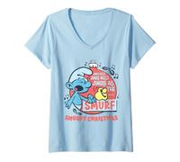 Mujer The Smurfs Vintage Jingle Bells Smurfy Christmas Camiseta Cuello V