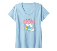 Mujer The Smurfs XOXO Bisous Butterflies and Kisses Cute Cartoon Camiseta Cuello V