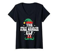 Mujer The Stage Manager Elf Funny Christmas Matching Family Camiseta Cuello V