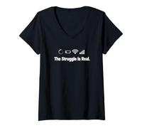 Mujer The Struggle is Real Loading Low Battery Débil WiFi Low Bars Camiseta Cuello V