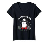 Mujer The Struggle Is Real Panda Gym Strength Camiseta Cuello V