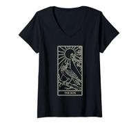 Mujer The Sun Tarot - Diseño celestial de cuervo radiante Camiseta Cuello V