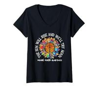 Mujer The Sun Will Rise We'll Try Again Mental Health Awareness Camiseta Cuello V